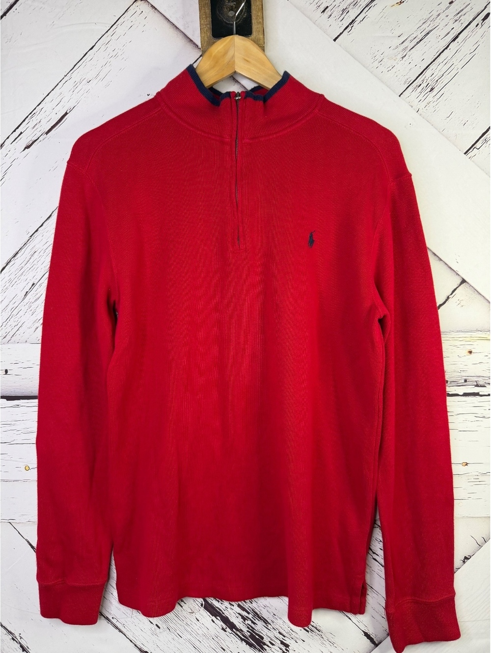 Ralph Lauren Luxury Jersey Estate Rib Quarter-Zip Pullover Men’s Small/ Boys XL